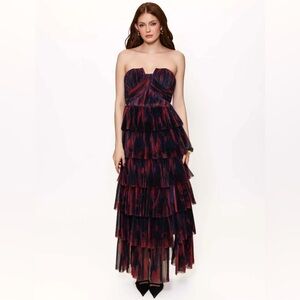 Hutch Simi Strapless Multi-Tiered Tulle Gown